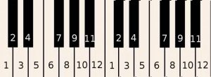 Learn how to play piano online - Notes numbered counting up from C